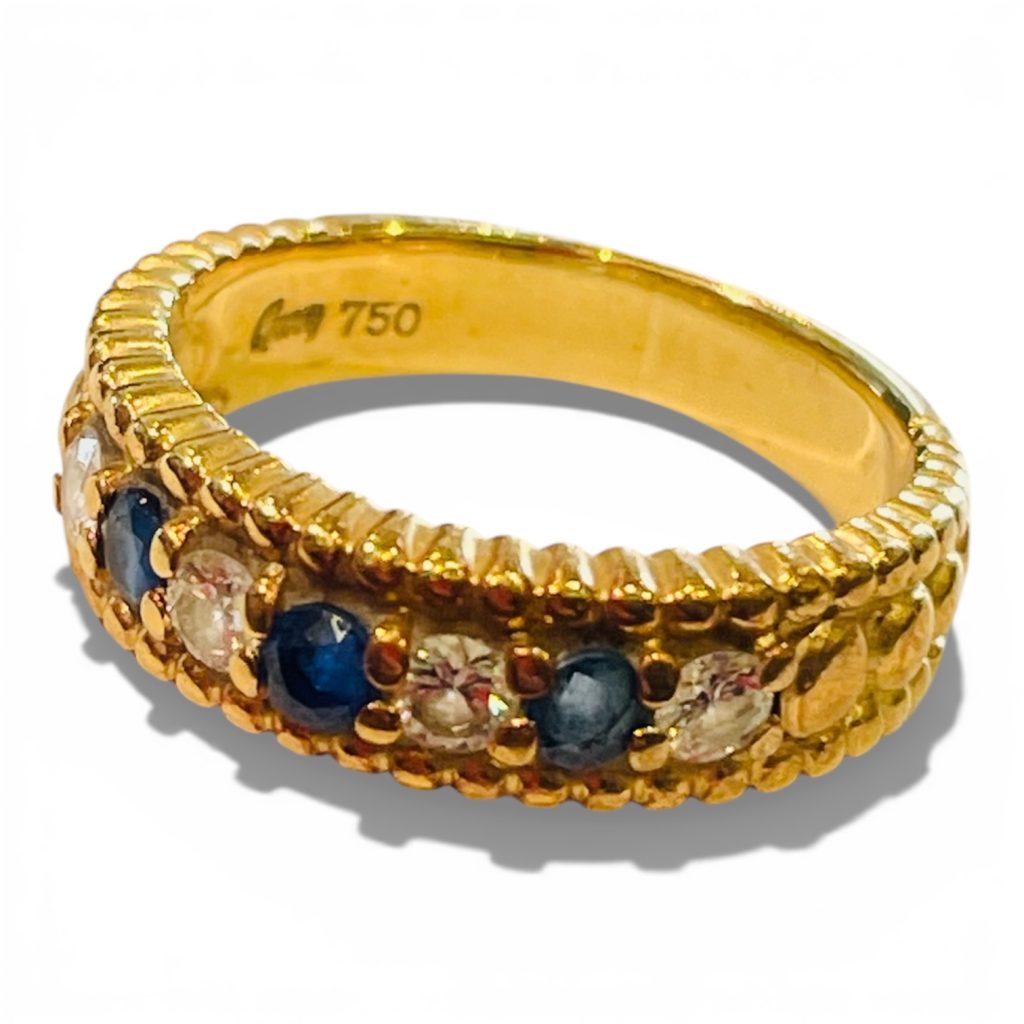 【K18(18金) 】サファイア＆ダイヤモンドリング